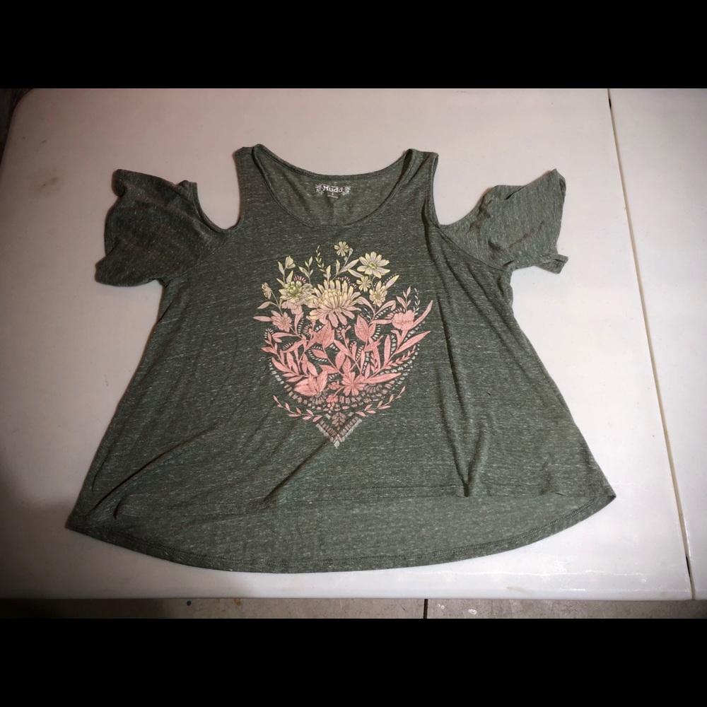 Mudd Off the Shoulder Top with Sleeves